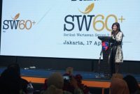 Menkomdigi Meutya Hafid memberikan sambutan dalam acara Deklarasi Serikat Wartawan Senior Indonesia di Gedung LSPR Sudirman Park, Jakarta Pusat, Jumat (17/04/2026). Doc. Humas Kemkomdigi